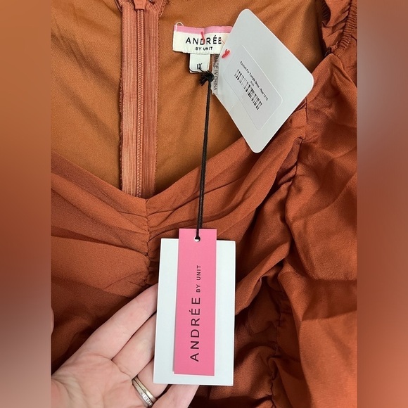 Andree by Unit Sweetheart Rouched Dress Size 1X in Teracotta orange brown color - Picture 5 of 5